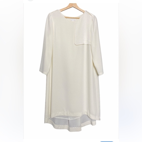 Club Monaco longsleeve sheath dress knee length lined ivory sz 6 - Picture 1 of 2